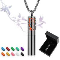 9Oine Aromatherapy Diffuser Owl Pattern Pendant Locket Necklace, Perfume Bottle Essential Oil Diffuser Necklace Diffuser and Container 2-in-1 Stainless Steel Necklace with 10 Color Pads-Gift