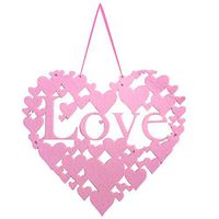 bromrefulgenc Hoilday Hanging Sign,Wall Decor,Felt Love Heart Shaped Valentine's Day Wall Door Hanging Sign Wedding Decor