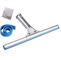 Midoneat 14 inch Shower Squeegee for Bathroom Doors,Windows,Glass and Mirror, Stainless Steel Window Wiper, with Replacement Rubber and Adhesive Hook