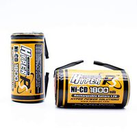 HyperPS 2 pcs 1.2V Sub C SubC 1800mAh NiCd Ni-Cd Rechargeable Battery for Power Tools Battery Pack (w/Tabs)