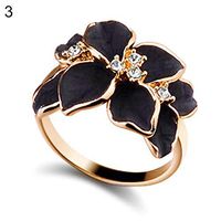 STARLIT Women's Fashion Flower Pattern Alloy Finger Ring Wedding Party Charming Ring Jewelry Gift - Inner Diameter 0.69" Black