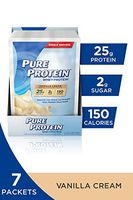 Pure Protein Powder, Whey, Great for Meal Replacement Shakes, Low Carb, Gluten Free, Vanilla Cream, 1.37 oz Single Serve Packets, 7 Count
