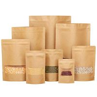 50 pcs Kraft Bags with Window Stand Up Ziplock Seal Paper Bag Resealable Large Food Storage Pouch 1oz 3.5×5.5in
