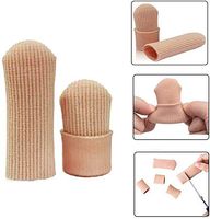 Makhry 4pcs Adjustable Cuttable Gel Toe and Finger Cap Lined Gel Toe Covers Sleeves Ribbed Knit Toe Caps Silopad Digital Caps (L)