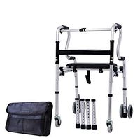 LQFLD Elderly People Foldable Walker Waterproof Seat for Limited Mobility Adjustable Compact Lightweight Walking Aid,B