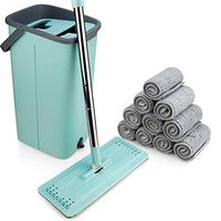 eXuby Flat Mop and Bucket - Includes 10 Washable Microfiber Mop Heads - 360° Cleaning Range - Includes Two 5-Liter Containers w/Separate Drain Plugs - Perfect for All Floor Types