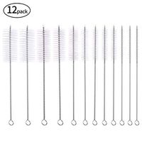 Nylon Cleaning Brush Straw Brush White 12pcs 7.87 Inch Sizes for Tube and Pipe Cleaning.