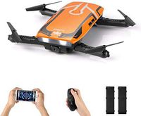 FuriBee FPV Mini Drone RC Quadcopter 720P HD Wi-Fi Camera H818 Selfie Drone Foldable Protective Case Gravity Sensor Control Altitude Hold Kids Beginners (Orange 2 Batteries)