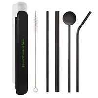 Metal Straws, Hypermotion 5 Pcs Reusable Stainless Steel Drinking Straw Set with Travel Case Cleaning Brush for Drink Fruit Juice Wine Milk Tea Food Grade BPA Free