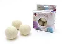 LooHoo Wool Dryer Balls Deluxe 3-Pack 100% Domestic Wool, Made in Maine, USA, Reusable, Natural Fabric Softener