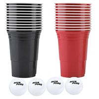 Fdit Solid MaterialsBeer Pong Set Beer Pong Drinking Game Set Beer Pong Cups-22 Cups 4 Ping-Pong Balls(red Cups 11+Black cups11+4balls)