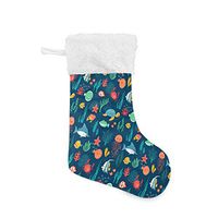 Personalized Christmas Stocking Marine Life Background Santa Xmas Tree Decor Socks Gift Kids Fireplace/Restaurant/Hotel/Club/bar