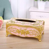 T-ZJHC Tray Paper Creative Living Room Home Restaurant Table Simple Storage Box European Simple European Paper Box, Gold Powder