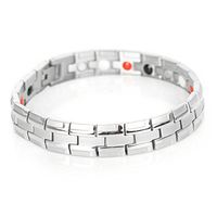 My Identity Doctor - Magnetic Energy Bracelet, Stainless Steel and Titanium, Silver Colored, Fold Over Clasp - Wrist Size 8 Inch