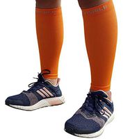 BeVisible Sports Shin Splint Support Compression Sleeve Calf Leg Compression Socks for Men & Women | Sleeves for Running Cycling Travel Support Circulation & Recovery |1 Pair (Orange, XL-XXL)