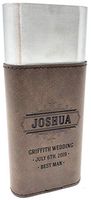 Personalized Engraved Leatherette Cigar Case with Cutter (Dark Brown/Black)