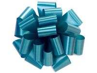Pack Of 48, Solid Turquoise Hank Poly Pom Gift Bows 5" x 16 Loops Made In Usa
