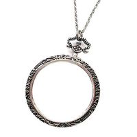 Zfyfyfyf 10X Necklace Magnifier Pocket Magnifying Glass Monocle Hanging Pendant Chain Reading Magnifier Loupe with 47mm Glass Lens for Books Newspapers Maps Crafts Hobby (Color : Silver)