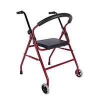 Walker Aid, Stand-up Rack Lower Limb Walker, Four-Legged Crutches Walking Frame, Aluminum Alloy Walker Push Walker Adjustable Height Foldable Seat