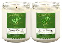 Bath & Body Works Stress Relief Aromatherapy Scented Candles | Eucalyptus Spearmint Scent | | Soy Based Wax | dfrDhp | NaturalEssential Oils | 2 Pack | 7 Oz Each