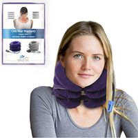 Cervical Neck Traction Device - Instant Pain Relief Support for Chronic Neck and Shoulder Pain Stretcher & Cervical Pillow Adjustable Collar for Home Use Relieves & Relaxes Tension by VitalTec (Blue)
