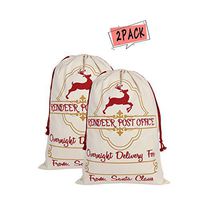 Oileus 2 Pack Bag Santa Sack Large Personalized Cotton Drawstring Bags for Kid Present (Large, Red Deer)