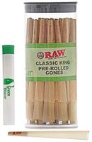 Raw Pre-Rolled Cones Classic King: 50 Pack | King Size Rolling Papers with Filters | Extra Clean and Slow Burning RAW Cone | Includes Green Blazer Doob Tube