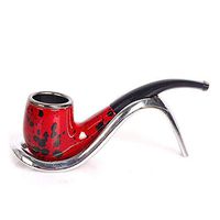 IRIVNG Tobacco Pipes Maigret Red, Smooth, Bent, Hand Made + Stand，Resin Smoking Ware