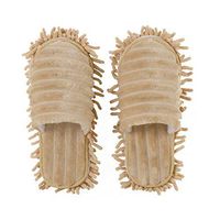 Unisex Dust Mop Slippers Shoes, Lazy Mop Slippers, Tuscom Microfiber Washable Mop Slippers Walking Cleaning Dusters Multifultional Floor Cleaning Shoes Cover for House Kitchen Office (Beige, Large)