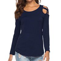 NEARTIME Women T-Shirt, Fashion Long Sleeve Tops Off Shoulder Strappy O-Neck Casual Daily Blouses