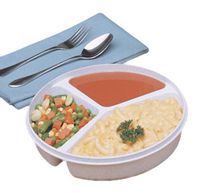 Maddak SP Ableware Sandstone Partitioned Scoop Dish with Lid - 49701