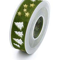 STOBOK Christmas Gift Ribbons Roll Xmas Organza Ribbons Christmas Tree Printed Gift Strip Riband Wrapping Ribbons for Xmas Party Gift/Green