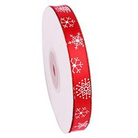 Gsdviyh36 22m Christmas Snowflake Print Satin Ribbon DIY Gift Wedding Wrapping Decoration, Xmas Gift, Create a Festive Atmosphere (Merry Christmas) Red