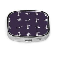 Nautical Indigo Blue White Coastal Custom Fashion Silver Square Pill Box Medicine Tablet Holder Wallet Organizer Case for Pocket or Purse