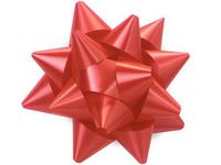 Pack Of 48, Medium Solid Red Star Poly Gift Bows 3-1/2" x 13 Loops Made In Usa