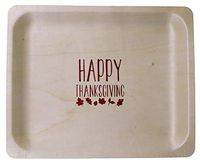 Perfect Stix 10" Disposable Wooden Plate with Happy Thanksgiving Print - Pack of 25ct