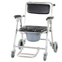 Pevor Mobile Commode Chair Toilet Shower Wheelchair for Disability Aid Disability Aid with 4 Brakes, Wheels & Footrests (Shipping from USA)