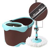 Spin Mop Bucket System, Microfiber Mop Head Quick Cleaning And Drying, Stainless Steel Dehydration Basket And Adjustable Height Handle (Size : 2 mop heads)