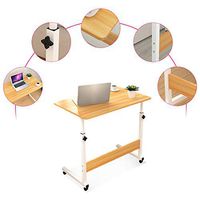 CBHLZ Adjustable Overbed Table - Hospital Bed Table with Lockable Wheels Side Table for Bed Sofa Hospital Reading Eating Cart Tray, Yellow