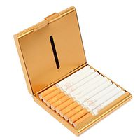 Aluminum Cigarette Case Box Double Sided Flip Open Pocket for 20 Cigarettes,Gold