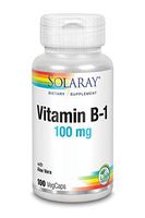 Solaray Vitamin B-1 100 mg | Healthy Energy Metabolism, Skin, Brain, Heart & Nervous System Support | 100 VegCaps