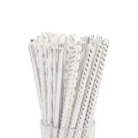Gold Foil Paper Straws, Biodegradable Disposable Party Drinking Straws, Pack of 100 (Mixed Silver)