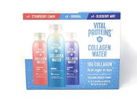 Vital Proteins Collagen Peptides Water Bottle Favorites Variety 12 Pack Strawberry Lemon, Original, Blueberry Mint, Skin Hair Nail Joint Support, Refreshingly Good