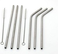 BOROLA Set of 6 Stainless Steel Straws Drinking Metal Straws For Tumblers Cold Beverage (3 Straight + 3 Bent + 2 Brushes)