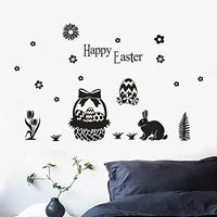 Xisheep Easter Day Home Décor ， Wall Decals Happy Easter Rabbit Vinyl Decal Art Wall Sticker DIY Room Decor Home Decor - Black