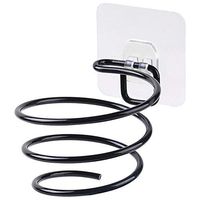 Simple Style Creative Antirust Iron Art Ultra-Light Hair Dryer Rack Wall Mount Punch-Free Muti-Function Hair Dryer Holders for Bathroom 2 Color(Black) (Color : Black)