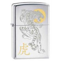 Zippo "Tiger" Brushed Chrome Lighter, 6358