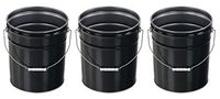 Vestil PAIL-STL-RI Steel Open Head Pail with Handle, 5 gallon Capacity, Black (Pack of 3