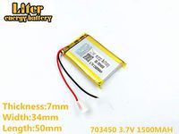 3.7V 1500mAh 703450 Lithium Polymer Ion Rechargeable Battery Lithium Polymer Li-Po Battery for MP4 GPS MP3 Bluetooth Stereo DIY Gift