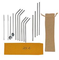 Value Pack Set of 12 Stainless Steel Drinking Straws FDA Certified Specs BPA Free with Extra Long Reusable Metal Straws Fits all 20 to 30oz Insulated Tumblers Cleaning Brushes Storage Bag Included